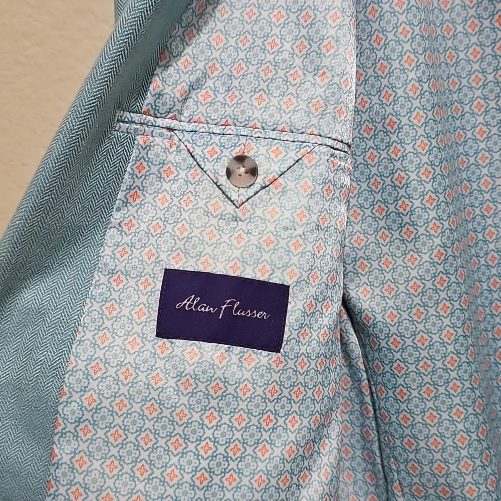 Alan Flusser Blue Linen Blazer
